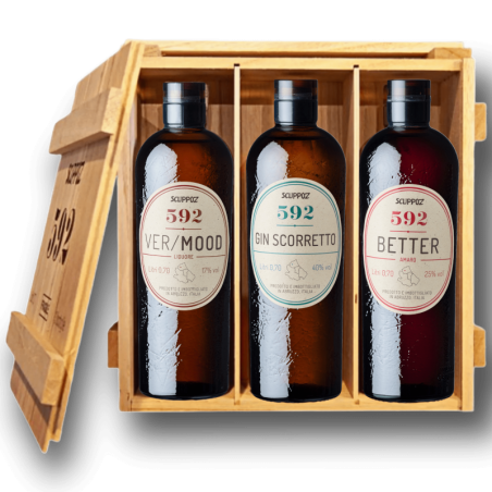 Wood Mixology 592 Scuppoz (Gin Scorretto-Vermood-Better) 70 Cl Cassetta In Legno