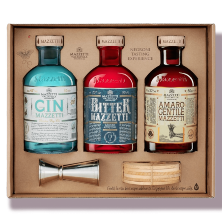 Kit Negroni Experience ( Gin/Vermouth/Amaro 50 Cl + Jigger + 6 Sottobicchieri) Mazzetti D'Altavilla